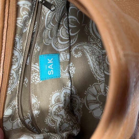 The Sak mini shoulder bag beige pebbled leather small hand bag zip closure - Picture 10 of 16